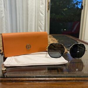 Tory Burch Black Sunglasses with Gold Accents